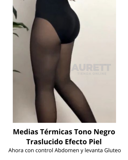 MEDIAS TÉRMICAS CONTROL ABDOMEN Y PUSH-UP EFECTO PIEL 220GR