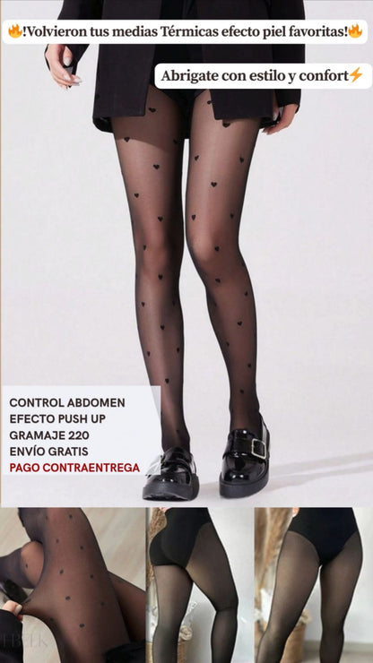 MEDIAS TÉRMICAS CONTROL ABDOMEN Y PUSH-UP EFECTO PIEL 220GR